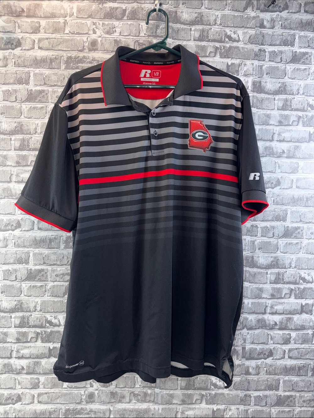 Russell Athletic Black and Red Georgia Bulldogs Striped Polo
